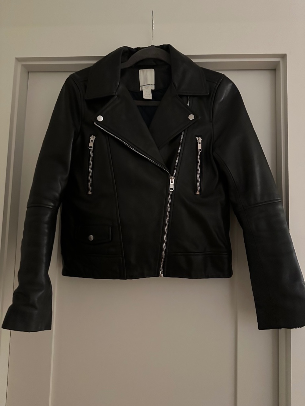 H&M genuine leather black biker moto jacket